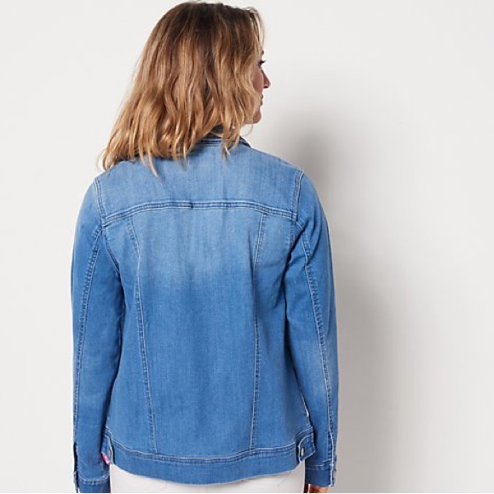 LOGO Lavish by Lori Goldstein Patchwork Denim Jacket A399597 QVC NWT 16 Reg - Picture 2 of 7